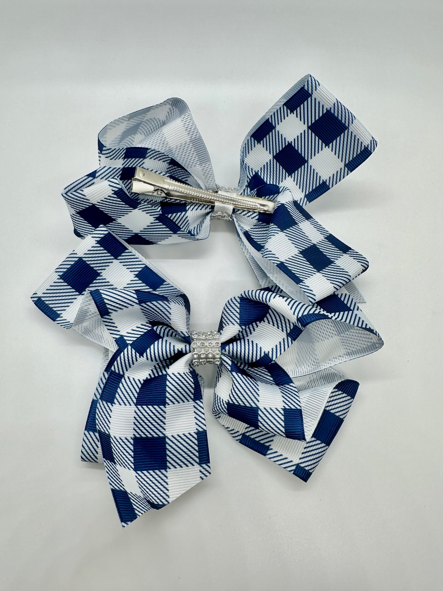 Navy Pattern Hair Bow