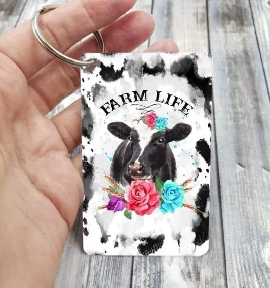 Floral Farm Life PVC Keychain