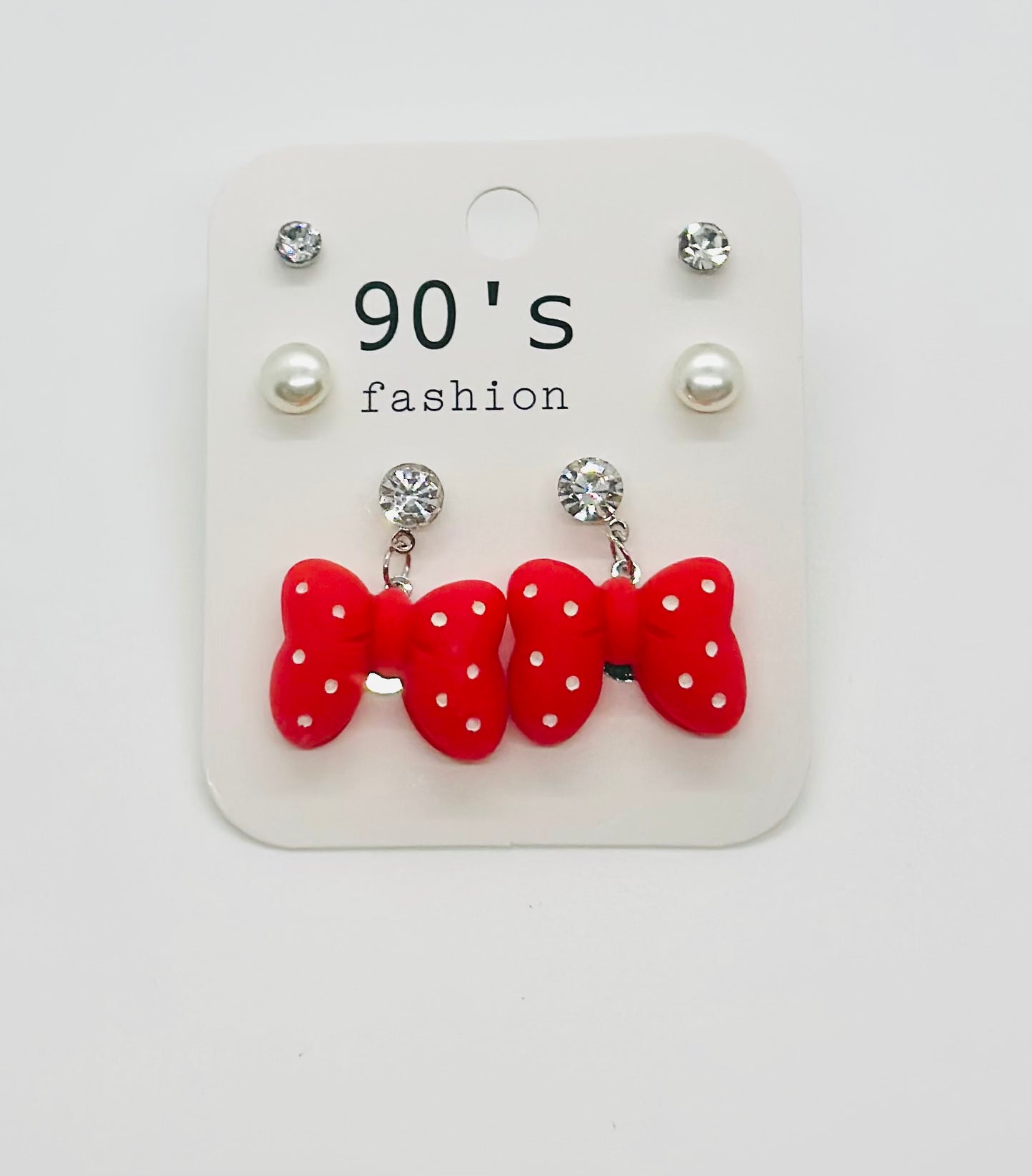 Red Bow Short Dangle Earrings