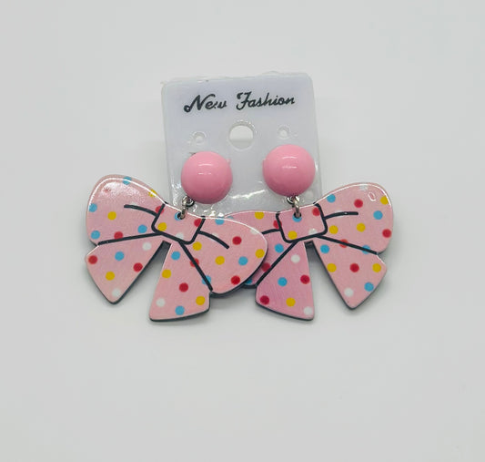 Acrylic Cheer Bow Earrings