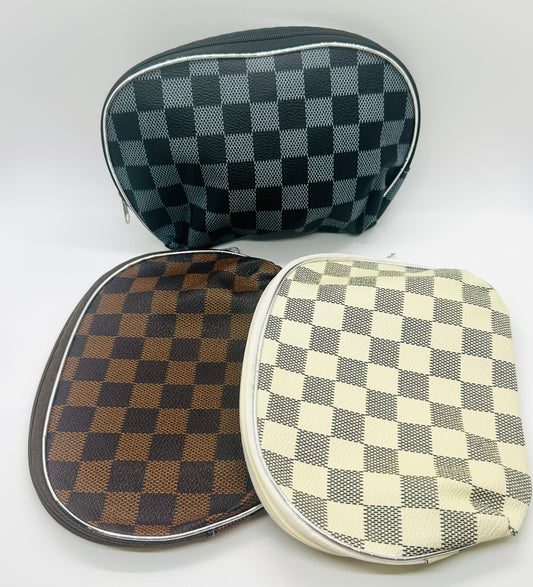 8in Checker Cosmetic Bags