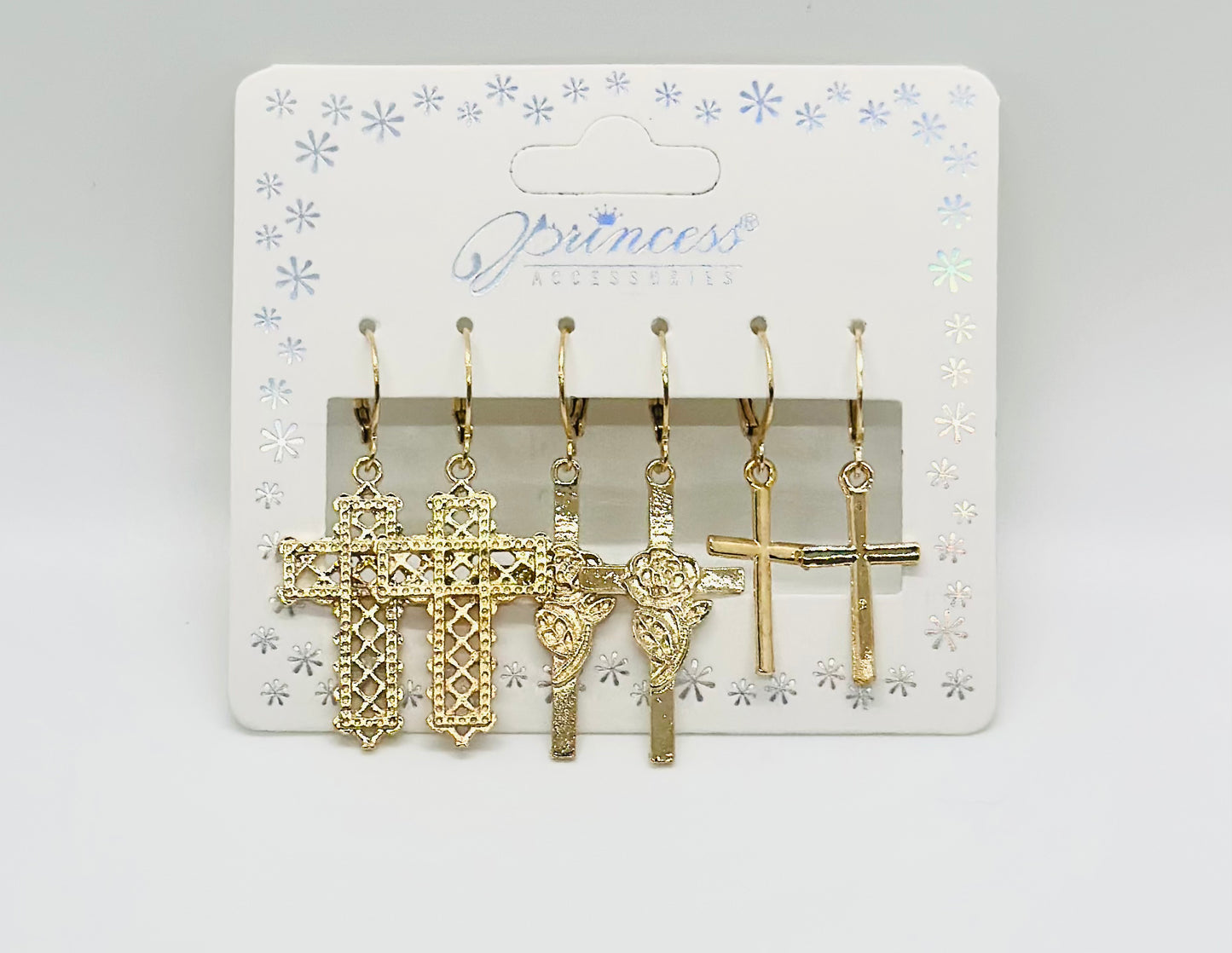 Golden Mini Cross Hoop Set