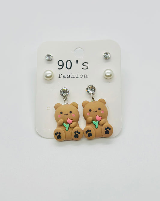 Tulip Bear Short Dangle Earrings