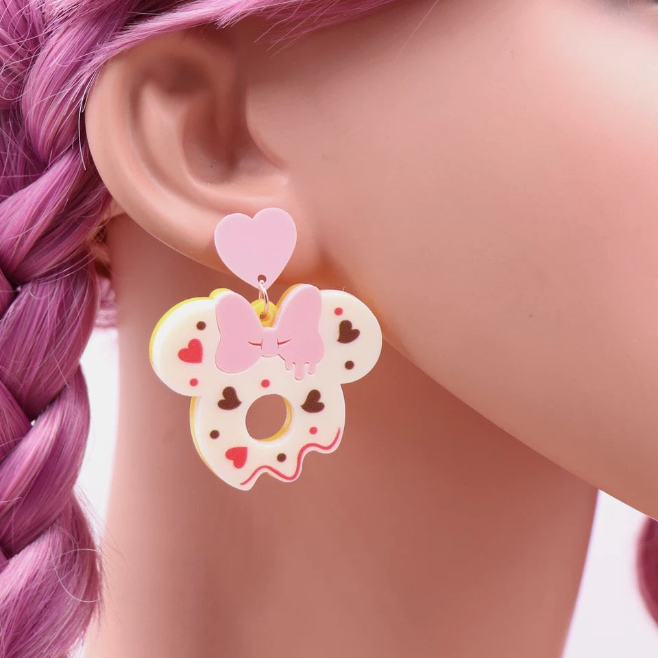 Cupcake Heart Mouse Earrings