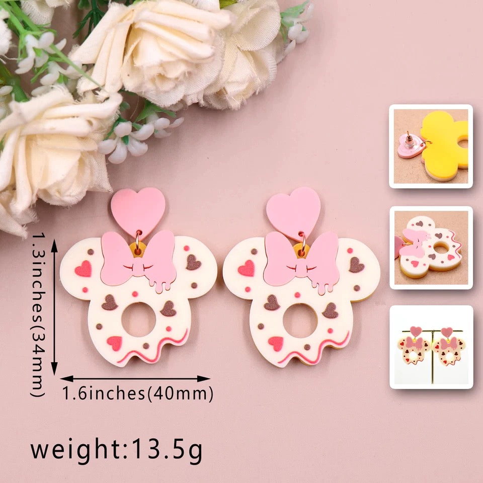 Cupcake Heart Mouse Earrings