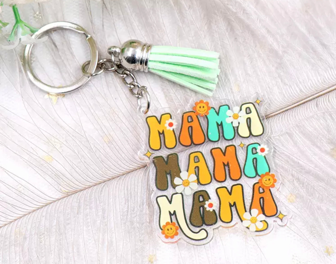 Retro Mama Tassel Keychain