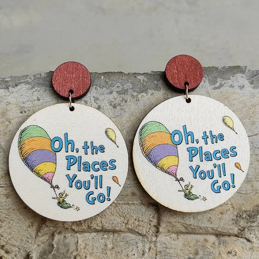 “Oh, the Places You’ll Go” Wooden Earrings