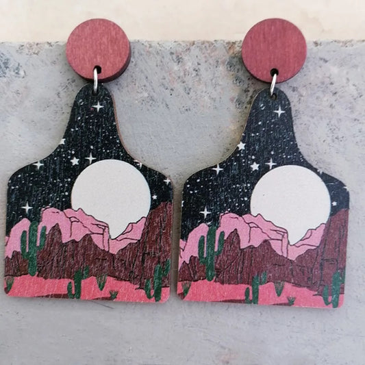 Moonlight Desert Wooden Earrings