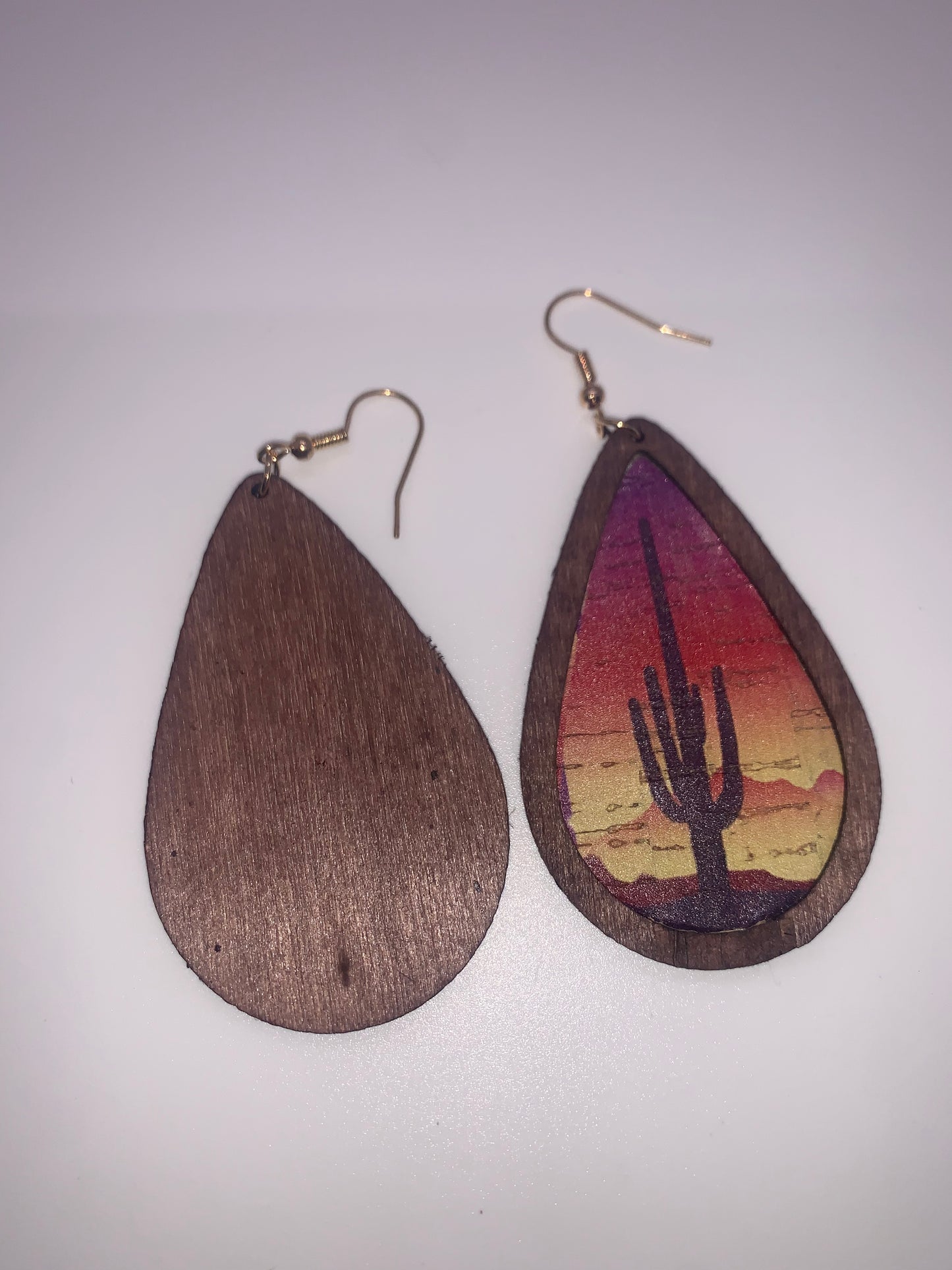 Desert Cactus Wooden Earrings