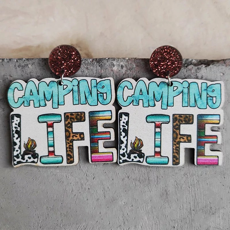 Chic Camping Life Wooden Earrings