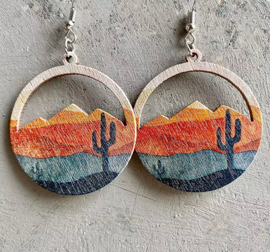 Desert Skyline Wooden Earrings