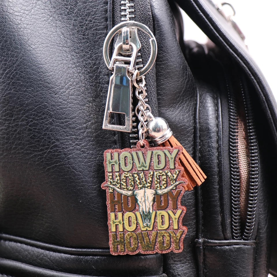 Skull Howdy Tassel Keychain