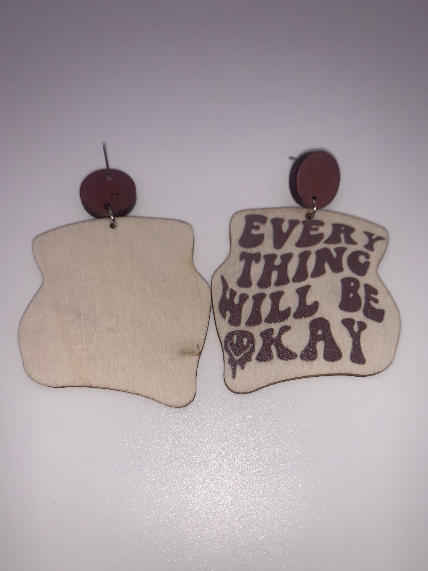 Everything Will Be Okay Wooden Earrings