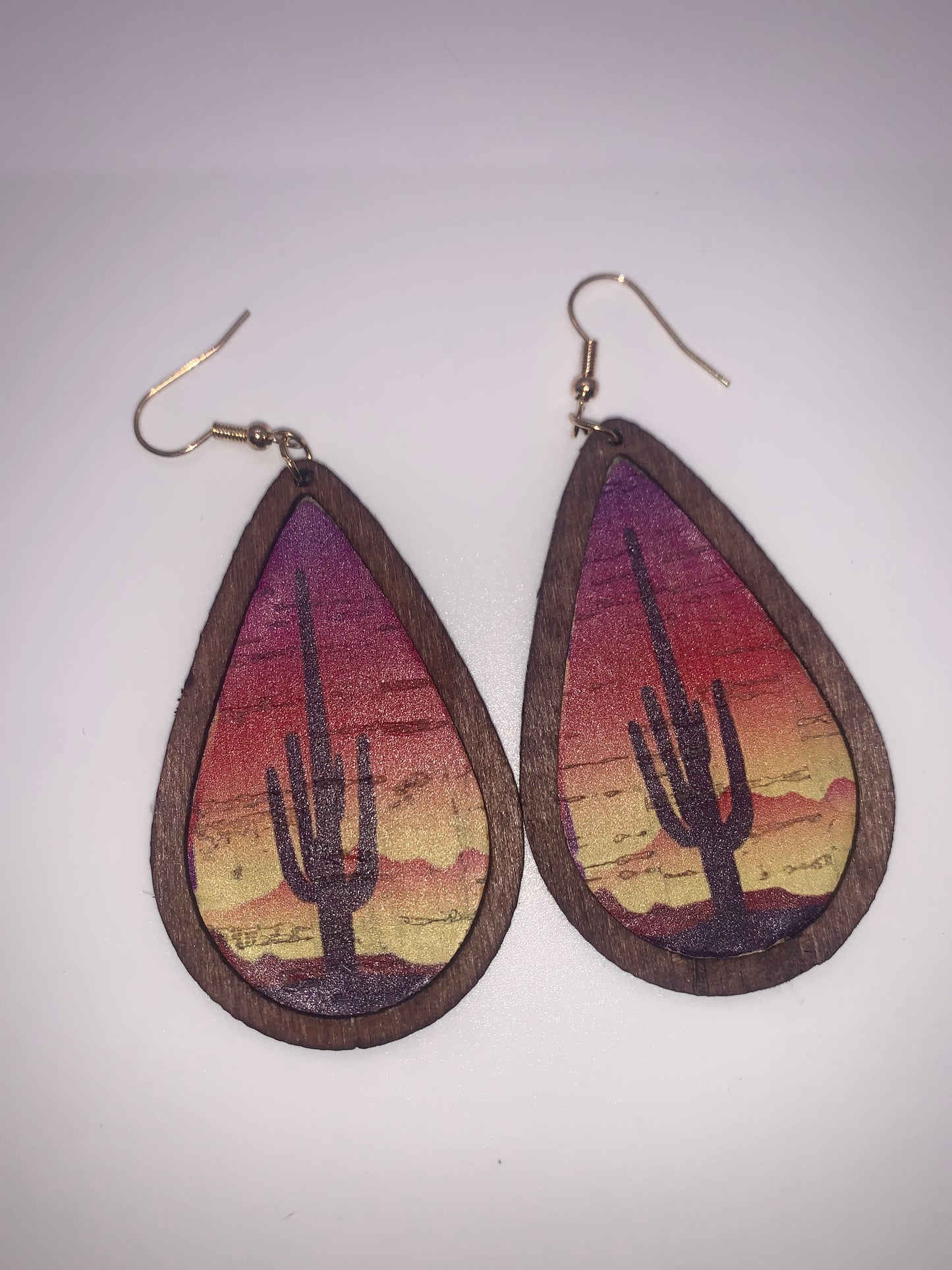 Desert Cactus Wooden Earrings