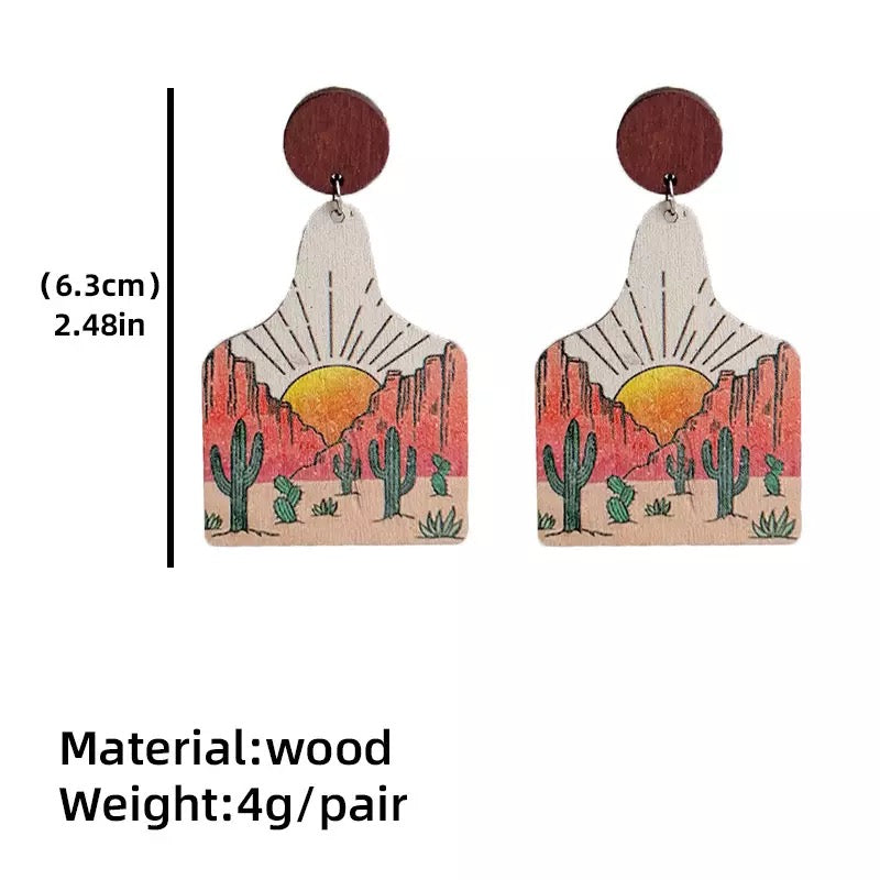 Sunrise Desert Wooden Earrings