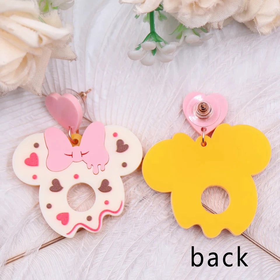 Cupcake Heart Mouse Earrings