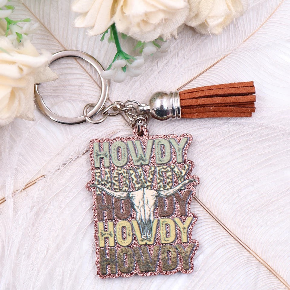 Skull Howdy Tassel Keychain