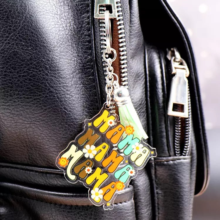 Retro Mama Tassel Keychain