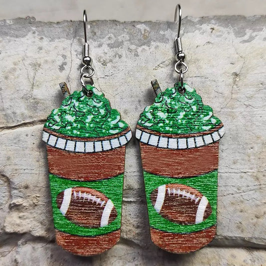 Football Frappe Wooden Earrings