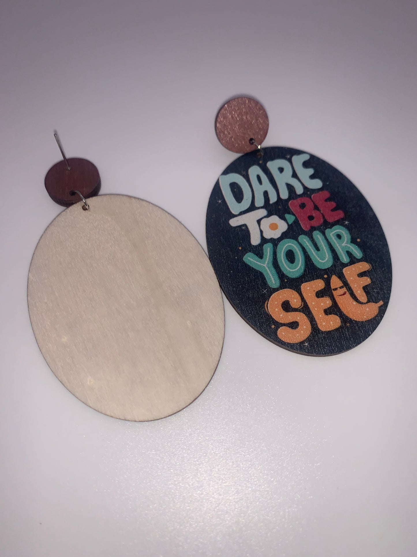 Dare to Be Yourself Wooden Earrings