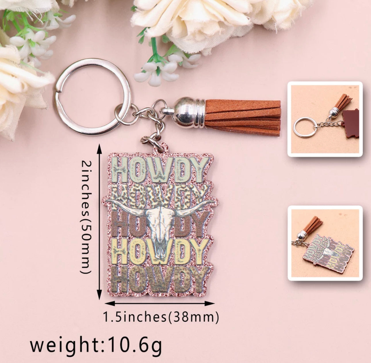 Skull Howdy Tassel Keychain